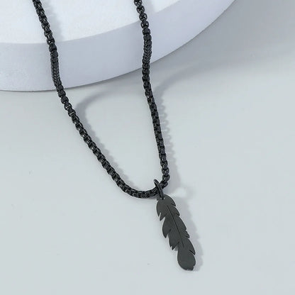 Fashion Simple Feather Necklace Personalized Stainless Steel Leaf Pendant Cross-Border Jewelry