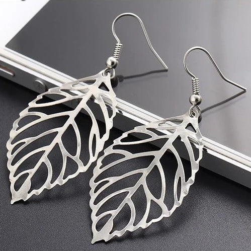 Fashion Simple Forest Metal Alloy Leaf Earrings With Electroplating For Women