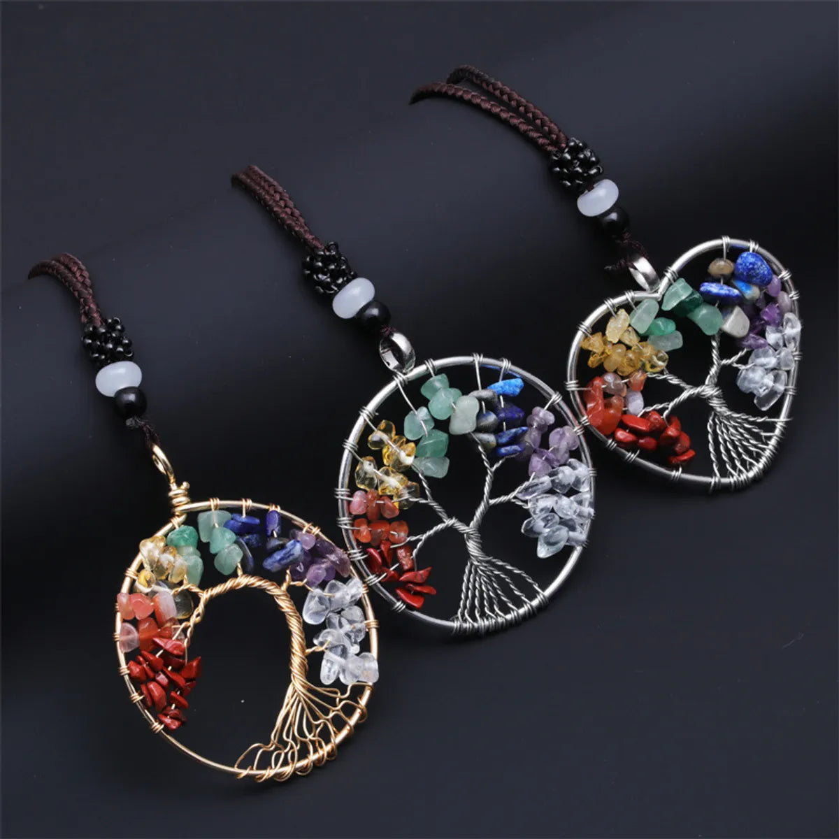 Fashion Simple Geometric Chakra Colorful Crystal Tree Necklace Wholesale Gooddiy