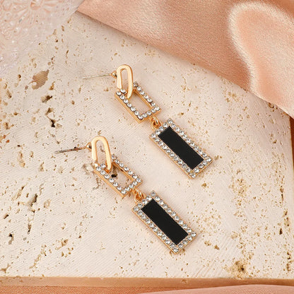 Fashion Simple Geometric Earrings Square Diamond Earrings