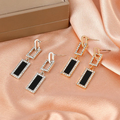 Fashion Simple Geometric Earrings Square Diamond Earrings