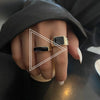 Fashion Simple Geometric Epoxy Fine Golden Texture Trendy Enamel Ring