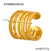 Fashion Simple Geometric Hollow Multilayer Texture Stitching Design Sense Finger Ring Titanium Steel Opening Ring With Electroplating