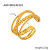 Fashion Simple Geometric Hollow Multilayer Texture Stitching Design Sense Finger Ring Titanium Steel Opening Ring With Electroplating
