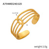 Fashion Simple Geometric Hollow Multilayer Texture Stitching Design Sense Finger Ring Titanium Steel Opening Ring With Electroplating