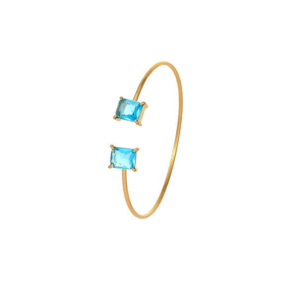 Fashion Simple Geometric Square Zircon Stainless Steel 18K Gold Plated Women's Bracelet
