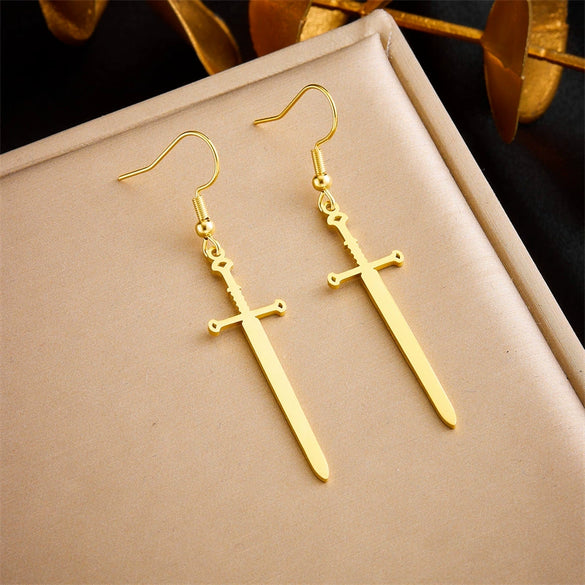 Fashion Simple Geometric Stainless Steel Gold Plated Butterfly Flower Irregular Pendant Earrings For Women