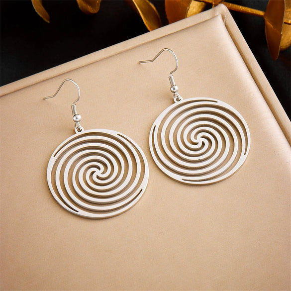 Fashion Simple Geometric Stainless Steel Gold Plated Butterfly Flower Irregular Pendant Earrings For Women