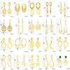 Fashion Simple Geometric Stainless Steel Gold Plated Butterfly Flower Irregular Pendant Earrings For Women