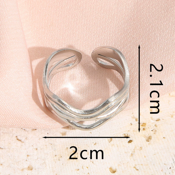 Fashion Simple Geometric Stainless Steel Open Ring With Electroplating Design Unisex
