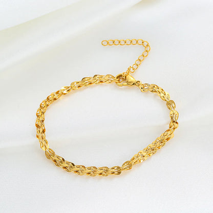 Geometric 304 Stainless Steel 18K Gold Plated No Inlaid Bracelets In Bulk