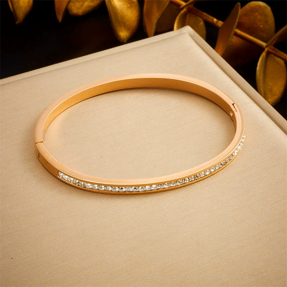 Fashion Simple Gold Plated Stainless Steel Geometric Round Bracelet