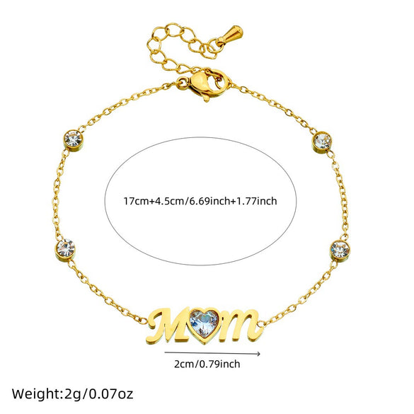 Fashion Simple Gold Plated Stainless Steel Women's Bracelet With Letters Numbers Text Design