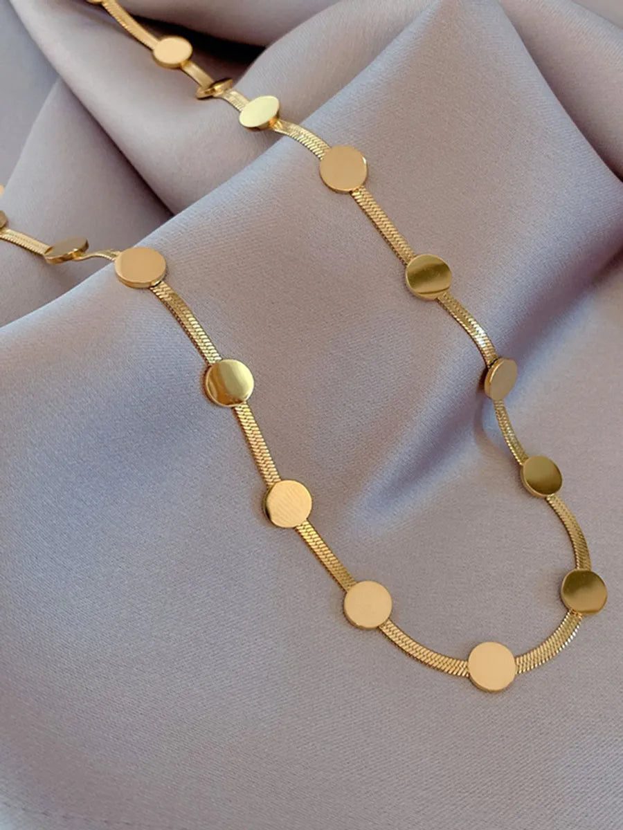 Fashion Simple Gold Titanium Steel Necklace Choker Necklace