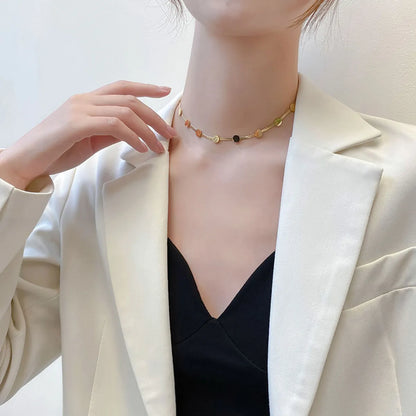 Fashion Simple Gold Titanium Steel Necklace Choker Necklace