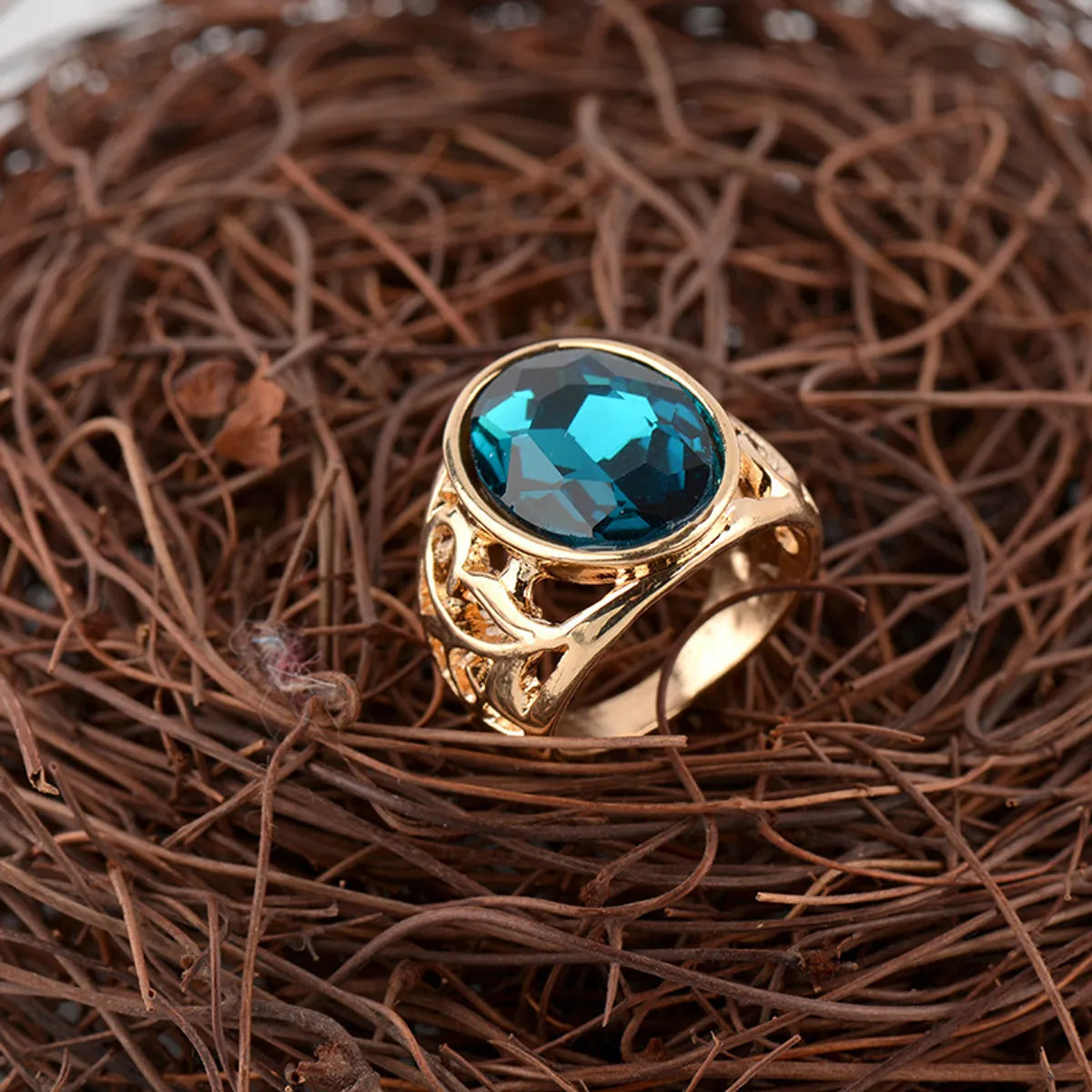 Fashion Simple Golden Agate Ladies Ring Accessories Personality Retro Ring Wholesale