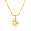 Fashion Simple Goldplated Flower Pearl Stainless Steel Blade Chain Necklace For Women
