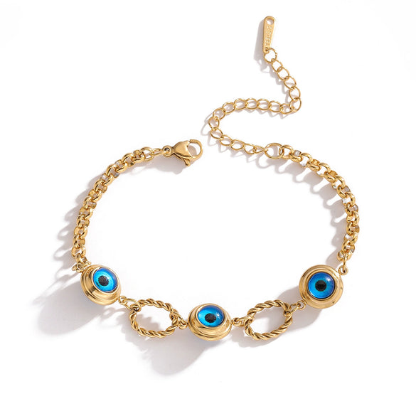 Fashion Simple Goldplated Geometric Devil's Eye Titanium Steel Women's Bracelet