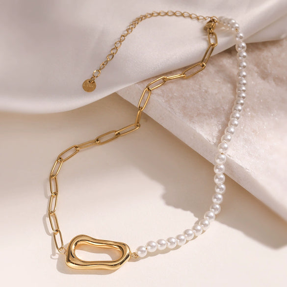Fashion Simple Goldplated Stainless Steel Geometric Pendant Necklace For Women