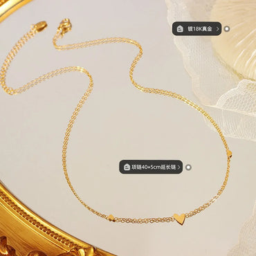 New Minimalist Exquisite All-match Small Heart Necklace Niche Design Titanium Steel Gold-plated Collarbone Necklace P647