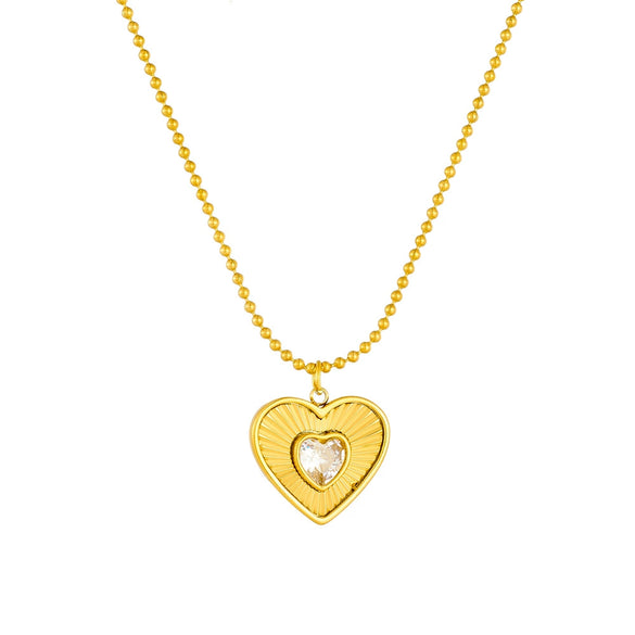 Fashion Simple Heart Pendant Stainless Steel Goldplated Jewelry Necklace