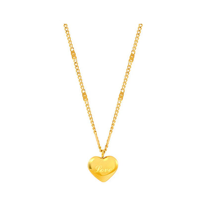 Fashion Simple Heart-Shaped Pendant Titanium Steel Necklace