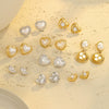 Fashion Simple Heartshaped And Geometric Stainless Steel 18K Gold Plated Earrings Jewelry For Women