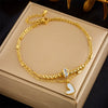 Fashion Simple High End Retro Double Layer Stacked Pearl Love Diamond Five Pointed Star Pendant Anklet Titanium Steel