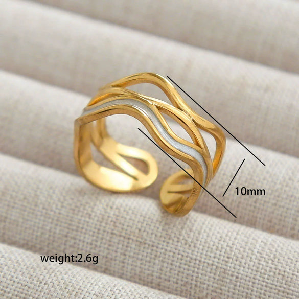Fashion Simple Highend Open Ring Stainless Steel Geometric Gold Plated Unisex