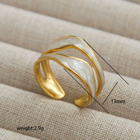 Fashion Simple Highend Open Ring Stainless Steel Geometric Gold Plated Unisex