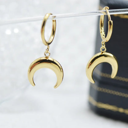 Fashion Simple Horn Earrings Titanium Steel Moon Earrings