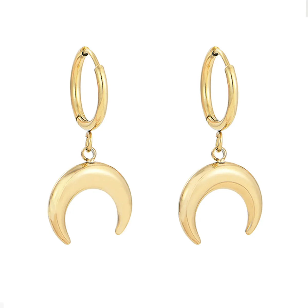 Fashion Simple Horn Earrings Titanium Steel Moon Earrings