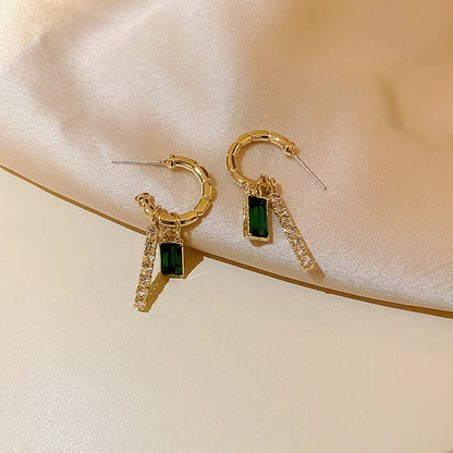 Fashion Simple Inlaid Green Zircon Earrings Wholesale Nihaojewelry