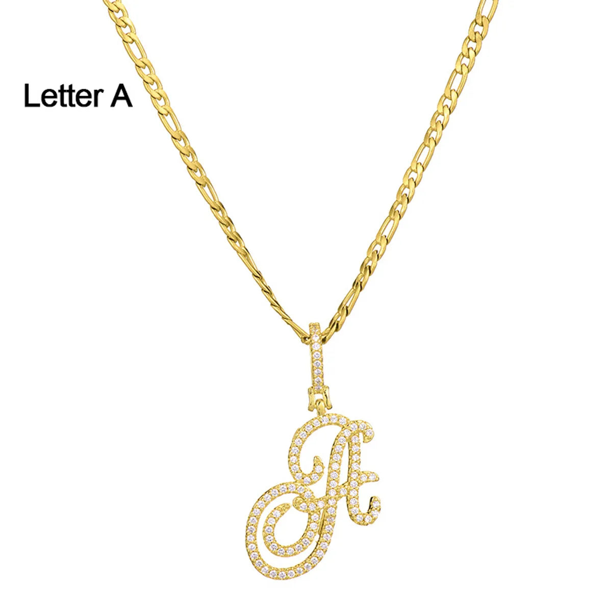 Fashion Letter 304 Stainless Steel Copper Plating Zircon 18K Gold Plated Women'S Necklace