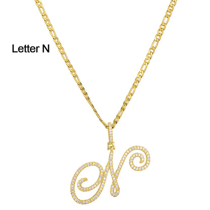 Fashion Letter 304 Stainless Steel Copper Plating Zircon 18K Gold Plated Women'S Necklace