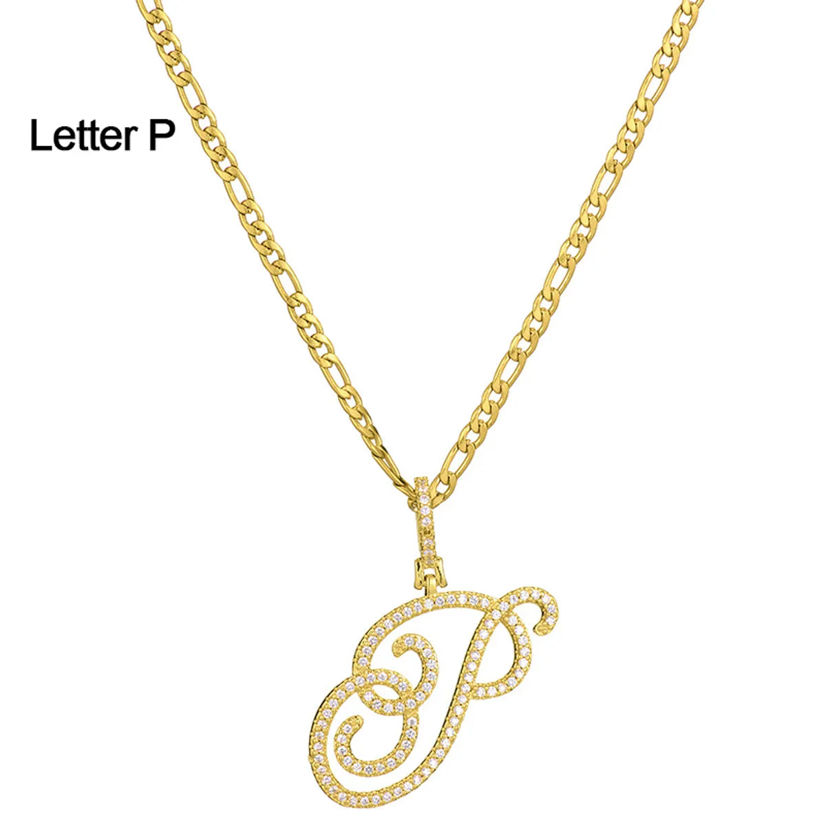 Fashion Letter 304 Stainless Steel Copper Plating Zircon 18K Gold Plated Women'S Necklace