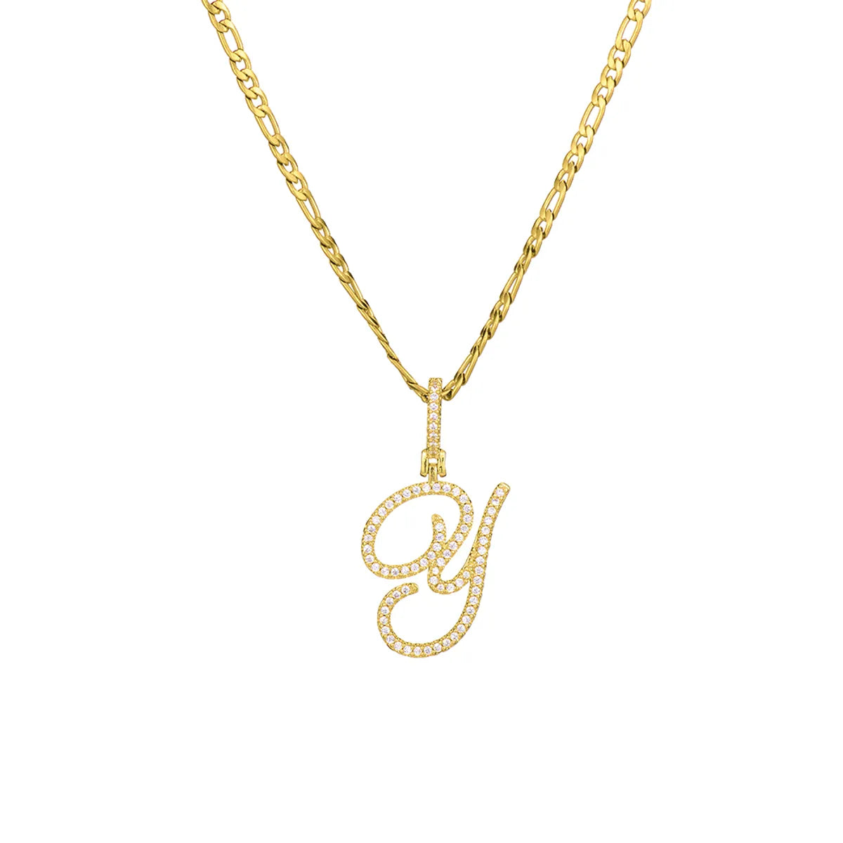 Fashion Letter 304 Stainless Steel Copper Plating Zircon 18K Gold Plated Women'S Necklace