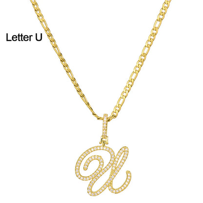 Fashion Letter 304 Stainless Steel Copper Plating Zircon 18K Gold Plated Women'S Necklace