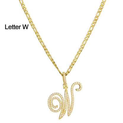 Fashion Letter 304 Stainless Steel Copper Plating Zircon 18K Gold Plated Women'S Necklace