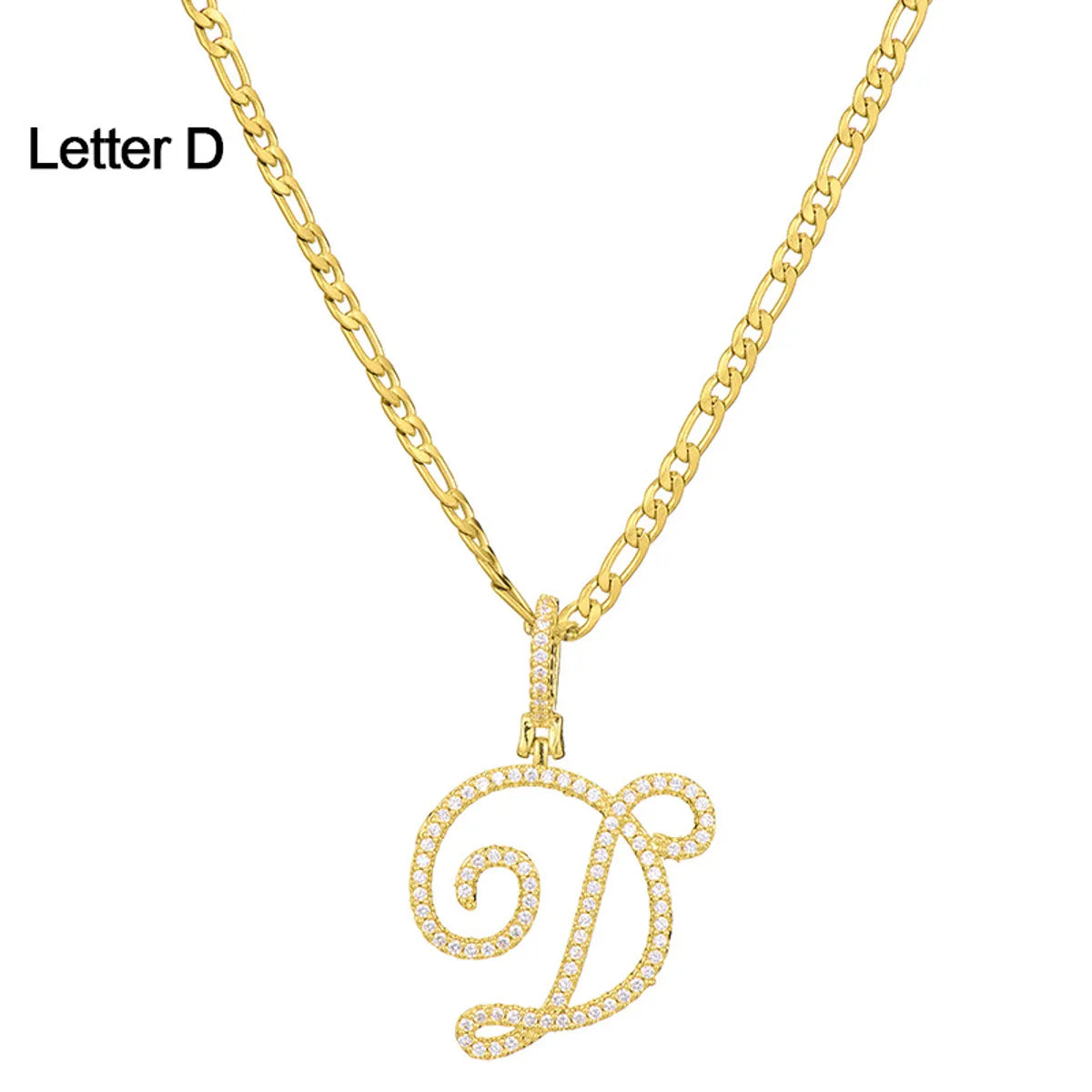 Fashion Letter 304 Stainless Steel Copper Plating Zircon 18K Gold Plated Women'S Necklace