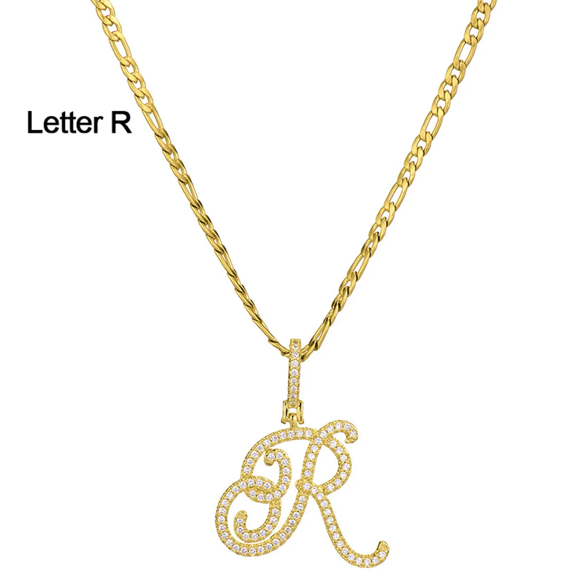 Fashion Letter 304 Stainless Steel Copper Plating Zircon 18K Gold Plated Women'S Necklace