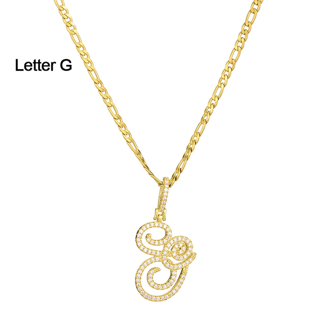 Fashion Letter 304 Stainless Steel Copper Plating Zircon 18K Gold Plated Women'S Necklace