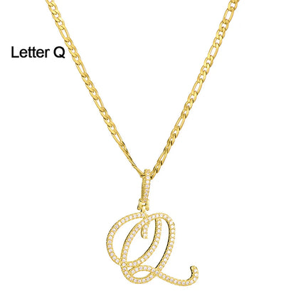 Fashion Letter 304 Stainless Steel Copper Plating Zircon 18K Gold Plated Women'S Necklace