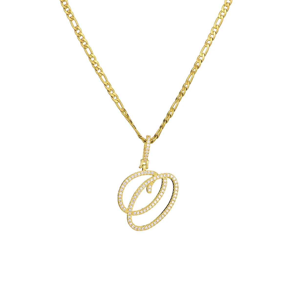 Fashion Letter 304 Stainless Steel Copper Plating Zircon 18K Gold Plated Women'S Necklace