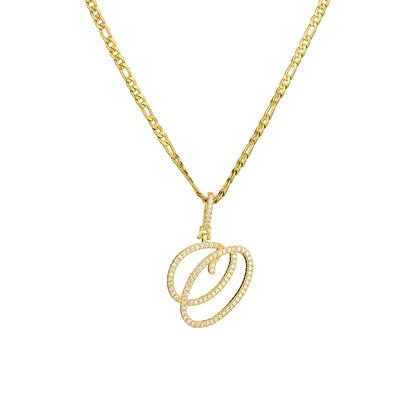 Fashion Letter 304 Stainless Steel Copper Plating Zircon 18K Gold Plated Women'S Necklace