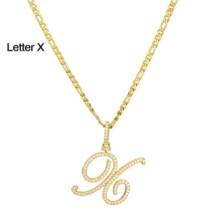 Fashion Letter 304 Stainless Steel Copper Plating Zircon 18K Gold Plated Women'S Necklace