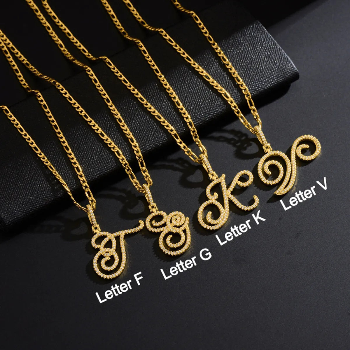 Fashion Letter 304 Stainless Steel Copper Plating Zircon 18K Gold Plated Women'S Necklace