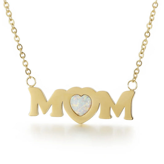 Fashion Simple Letters Mom Heart-shaped Titanium Steel Necklace