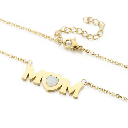 Fashion Simple Letters Mom Heart-shaped Titanium Steel Necklace