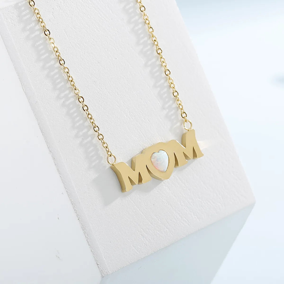 Fashion Simple Letters Mom Heart-shaped Titanium Steel Necklace